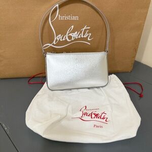 Christian Louboutin Loubila Nappa Leather Zip Up Shoulder Bag in Silver 1245240